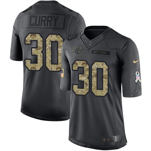 Nike Panthers #30 Stephen Curry Black Men's Stitched NFL Limited 2016 Salute to Service Jersey - Click Image to Close